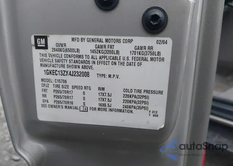 2004 GMC Yukon Slt z USA, uszkodzony, nr VIN 1GKEC13ZX4J232008